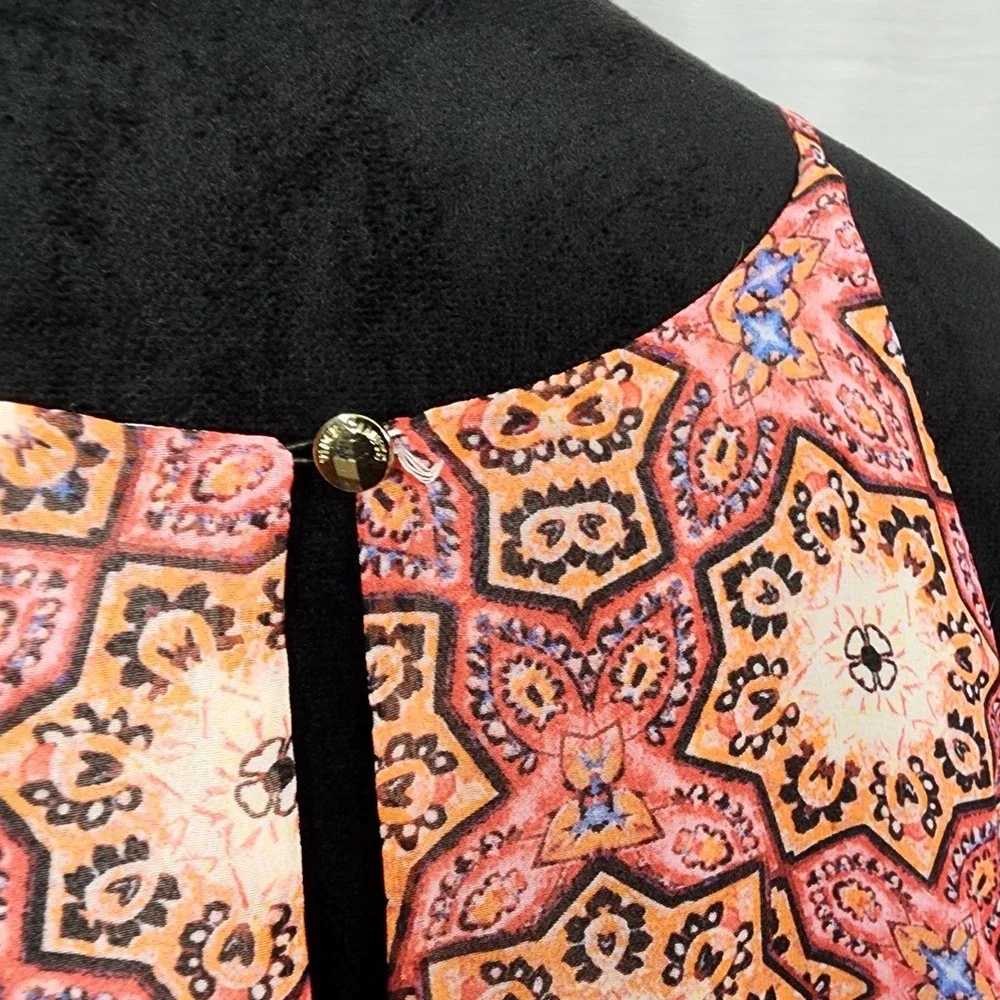 VINCE CAMUTO Size Small Mandala Medallion Boho Festival Chiffon Cami Tunic Top - Picture 7 of 9
